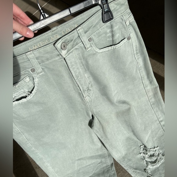 American Eagle Mom Straight Jeans 10 Olive Green - Picture 12 of 12
